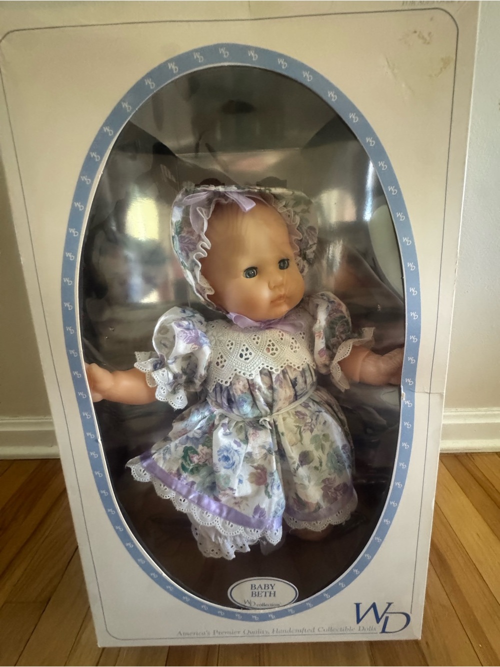 Vintage Baby Beth Heirloom Floral Dress Doll in Lavender and White from 1989